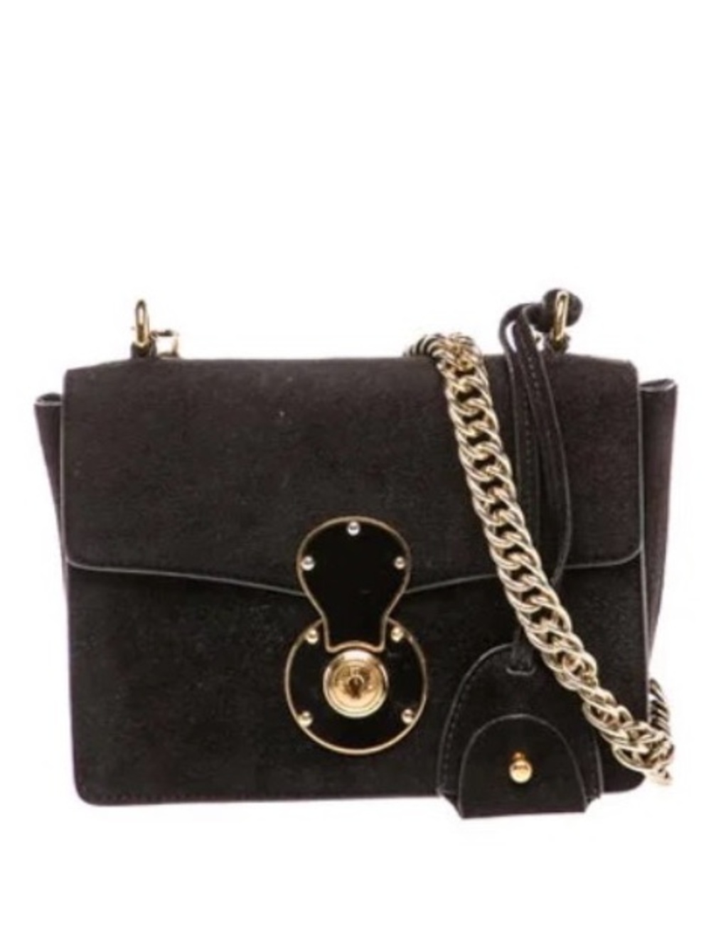 Ralph Lauren Black Suede Crossbody with Gold Hardware
